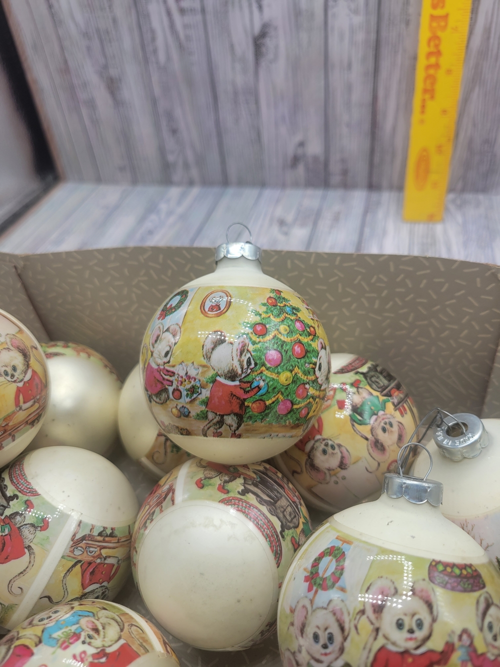 Vintage Christmas Ornaments- The Corning Glass Works "Mouse Family" Ornaments